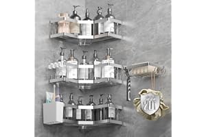 AceMining Porta Sapone per Doccia, 5 Pack Argento Mensola Doccia con Adesivo, 201 Acciaio Inossidabile Porta Bagnoschiuma Resistente alla Ruggine, Shampoo Accessori