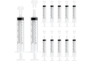 UPUPGO 12 Stück Plastik Spritzen, Kunststoff Spritze 10ml Transparente Kolostrum Spritzen Spritzen Mit kappe, Kunststoffspritze Ohne Nadel für Industrie Labor Tierfütterung, Flüssigkeiten Einwegspritzen