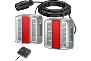 AUTOUTLET Feux Arrière Remorque Feux de Remorque Montage à Vis Câble de 7,5m 7 Broches 18 LEDs Super Claires avec E Mark E11 pour La Circulation Routière pour Camping-Car Camion Poids Lourd Tracteur