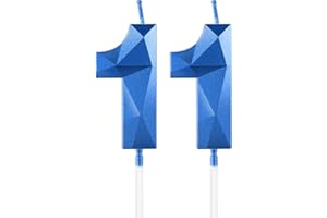 MCISKIN Świece w kolorze królewskiego błękitu na 11. urodziny, świeczka z cyfrą 11 3D na tort, dekoracje urodzinowe dla chłopca i dziewczynki, szafirowa dekoracja na tort, ozdoby na przyjęcie urodzinowe, ślub