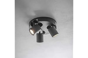 CGC Lighting Modern Round Ceiling Wall LED Spotlights Adjustable Light Surface Mount (Black, Triple)