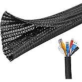 Josnown Self-Closing Cable Duct, 3 m Cut to Size, Woven Cable Sheath, Diameter 12-20 mm, Cable Management for Home and Office
