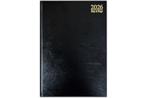 PaulStore 2026 A4 | A5 | A6 Diary Week to View | Page A Day | Desk Diary | Hard Backed For Home And Office Use (Black, A5 Day A Page)