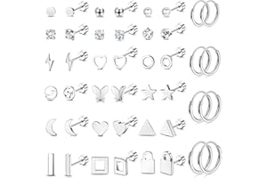 JeweBella Zestaw małych kolczyków dla kobiet i mężczyzn, medyczne kolczyki na sztyfcie, chrząstka, helix, chirurgiczna stal nierdzewna, hipoalergiczne kolczyki kreole, zestaw do wielu dziurek w uszach