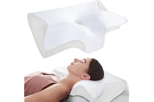 SHULLTJI Curosleep Kissen,Ergonomisches Orthopädisches Kissen Mit konturierter Unterstützung für Seiten,Rücken und Bauch,Ergonomisches Kissen mit Schaumbildung im Nacken und bei Nackenschmerzen (Weiß)