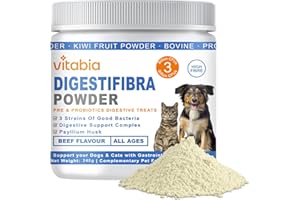 VITABIA DigestiFibra Powder for Dogs & Cats – Natural Fibre Powder Supplement for Gut Health, Anal Glands & Scooting Relief – Prebiotic & Probiotic Digestive Treats – Fibre Supplement for Dogs & Cats