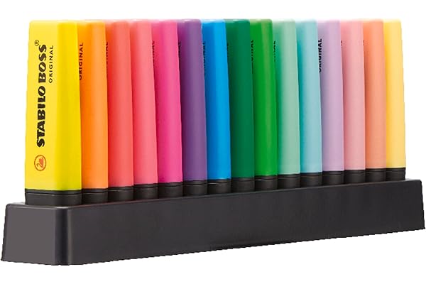 STABILO BOSS ORIGINAL - Surligneur - Set de bureau x 15 Surligneur fluo et pastel assortis