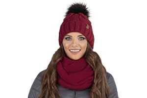 Vivisence Cappello Invernale da Donna con Pompon Fodera in Pile Soffice Filato Caldo E Morbido Elastico E Confortevole Design Elegante Ideale per Giornate Fredde