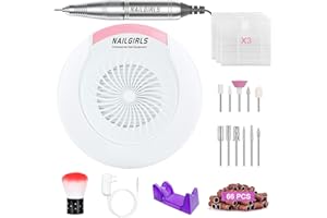Fresa ELettrica,NAILGIRLS 11 in 1 Fresa Unghie Gel Manicure e Pedicure Elettrico,35000RPM Velocità Regolabile,Intelligente Led,Portatile Lima Elettrica Unghie con Modalità Pedale