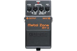 Pedal de efectos BOSS MT-2 Metal Zone clásico | Legendaria distorsión de ganancia alta para guitarra y bajo | Circuito de ganancia de doble etapa | Ecualizador activo de tres bandas