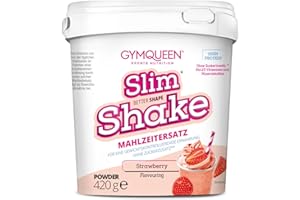 ‎GYMQUEEN GymQueen Slim Shake 420g, Erdbeere, Leckerer Diät-Shake zum einfachen Abnehmen, Mahlzeitersatz mit wichtigen Vitaminen und Nährstoffen, nur 250 kcal pro Portion & ohne Zucker-Zusatz