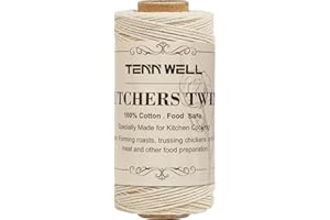 Tenn Well Butchers String, 3Ply 100m Strong Cotton Kitchen Twine Food Safe Oven Cooking String for Meat Trussing Tying, Chicken Roasting and Sausage Making (Beige)