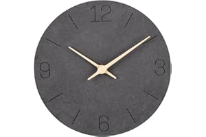 NESIFEE Orologio da Parete in Legno, Moderno e Minimalista, Orologio Parete Senza Cornice da 30CM, Con Movimento al Quarzo Silenzioso, Decorazione, Soggiorno, Cucina, Nero
