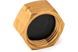 BFG Tapón para Tubo de Gas, Tamaño 3/8" Rosca Izquierda - Tapón de Latón Fiable con Junta de Goma, para Cerrar Instalaciones de Gas - Tapón de Gas a Prueba de Fugas