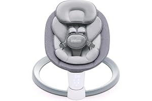 HARPPA Babywippe, Babyschaukel für Kinder bis 9 kg, Elektrische Babywippe mit Fernbedienung & Kabelloser Musikfunktion, 3 Timer-Modi, 5-Punkt-Sicherheitsgurt, mit 10 voreingestellte Melodien