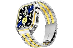 SUPLINK Stainless Steel Strap and Case Compatible with Apple Watch Straps 38/40/41/42/44/45/46/49mm Men, Rugged Metal Band Protective Bumper for iWatch Series SE 10 9 8 7 6 5 4 3 2 1 Ultra 2/1