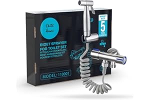 CHILL HOUSE Ducha Higienica para WC en Acero Inox con Grifo bidet, Manguera y Ducha bidet para Inodoro Completo - Grifo para WC con Ducha inodoro para Duchas Higienicas