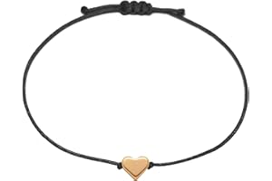 Damska bransoletka – bransoletka z sercem w kolorze różowego złota na czarnym pasku, Selfmade Jewelry ® ręcznie wykonana biżuteria dla kobiet i dziewcząt, w zestawie opakowanie na prezent