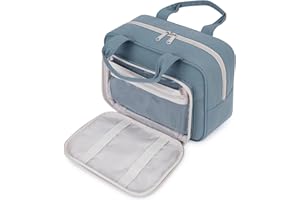 Narwey Trousse de Toilette Grande Femme Sac de Toilette Accessoires de Voyage Trousse Maquillage Femme Organisateurs de Toilettes(Bleu Gris)