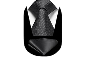 HISDERN Men's Tie and Pocket Square Set Solid Check Necktie with Handkerchief Formal Classic Elegant Ties for Men Wedding Business Ceremony Banquet