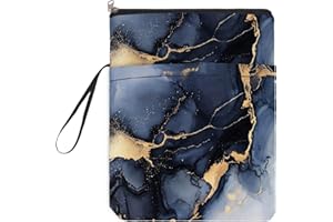Funda para Libro NICENEEDED con Cremallera, Portada de Libro para Libros de Bolsillo, Bolsa Protectora de Libros de Mármol Azul, Impermeable, Bolsa para Guardar Libros