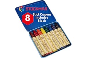 Stockmar FBA_31000 Stockmar Wachsmalstifte (8 Stifte, wasserfest, papergewickelt, aus Bienenwachs, im Blechetui), 1 - Pack, bunt