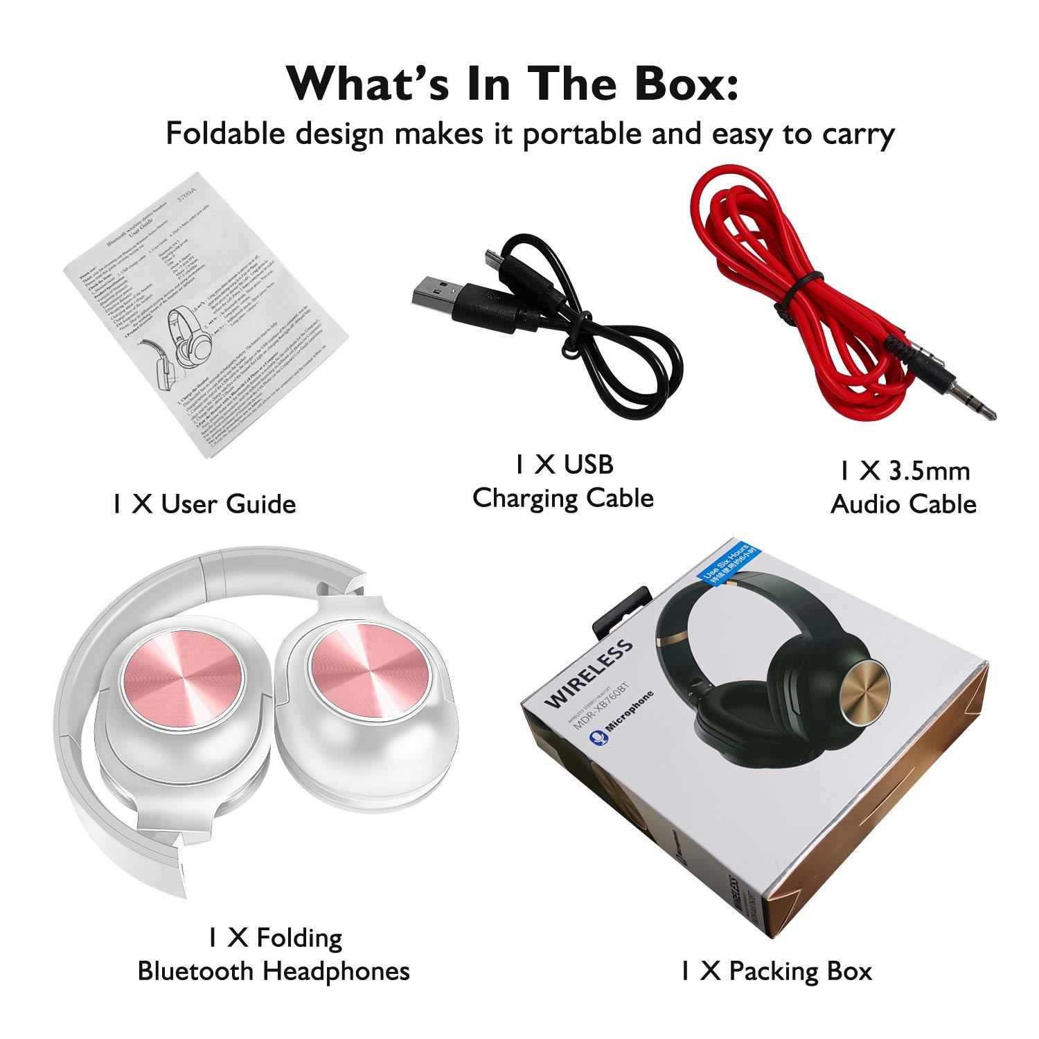 Auriculares-Inalmbrico-Diadema-Bluetooth-42-Plegable-Hi-Fi-Estreo-Headphone-Over-Ear-Cascos-con-35-mm-Audio-Jack-Micro-para-Smartphone-Tableta-Blanco