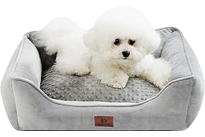 Snocyo Legowisko dla małych i średnich psów, legowisko dla kota, puszyste i przytulne, nadaje się do prania, super miękka sofa dla psa, poduszka dla psa, wyściełana mata dla psa, szara, 65 x 55 x 18