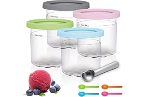 DAZZTIME Bacs à Crème Glacée,Récipient Creami pour la machine à glace Ninja Creami,4 Pièces accessoires pour Récipients à Crème Glacée pour la série NC301 NC300 NC299AMZ,sans BPA 16 oz.