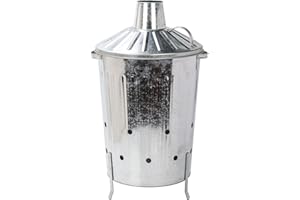 CrazyGadget® Small Medium Large Extra Large Galvanised Metal Incinerator Fire Burning Bin with Special Locking Lid (60 Litre)