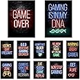 Gamer Zone Wall Stickers, 12pcs Game Hanging Canvas, Game Art Prints Wall Art For Bedrooms For Boys, Gaming Poster Game Themed Art Poster 8”X 10” Unframed Wall Decor
