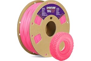 OVERTURE Filamento TPU 1kg, 1.75mm Flessibile TPU Filamento per Stampante 3D, Elevata Liquidità, Precisione Dimensionale +/- 0.03 mm, per Stampante 3D (Rosa Brillante)