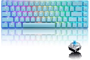 URCHOICELTD 60% Mechanical Keyboard,Mini Gaming Keyboard,Type C Wired,68 Keys,Compact Layout,LED Backlit USB Waterproof Keyboard,18 Chroma RGB Backlight,Full Anti-ghosting,for PC,MAC,Gamers,Typists (Blue Switch)