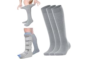 TJHDSF Nahtlose Erfassungsstiefel Socken für Walking Boots,Orthopädische Ersatzstrümpfe,Atmungsaktive Medizinische Schlauchsocken für Fracture Boot Casts,Damen & Herren (Grau 3, 3 Paar)