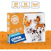Circle Toys CRCL020 Baby Puzzle &Ccedil;iftlik Hayvanları, &Ccedil;ok Renkli