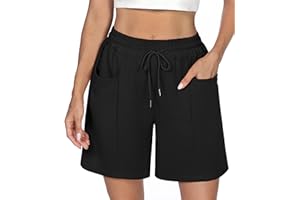 Demegimi Pantalones Cortos de Deporte para Mujer Verano Shorts Mujer con 2 Bolsillos Adjustable Pantalones Chandal Yoga Fitness