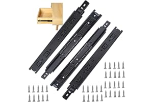 ZEONHEI 2 pary (zestaw 4 szt.) szyn do szuflad, pełne wysuwanie, 400 mm, do szafek kuchennych, prowadnic szuflad, system szynowy ze śrubami, nośność 45 kg, kolor czarny