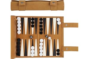 UPROZIL Travel Backgammon Set, Roll Up Backgammon Set with Traditional Tan Design, 15 Inch Portable Quality Backgammon Sets, Tactical Board Game Ideas, Two Versus Puzzle Game, Since 1795…