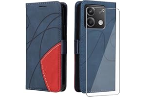 UKECASE Funda con Protector para Xiaomi Redmi Note 13 5G, Carcasa Libro de Premium Cuero PU Suave Tapa con Ranura para Tarjetas Color Azul