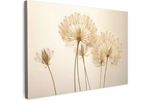 MuchoWow© Cuadros Decoración Salon Modernos 120x80 cm Pinturas Lienzo Decorativo para Pared Decoracion Hogar Lienzos Sol - Diente de león - Flor - Blanco