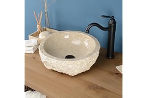 wohnfreuden Marmor Waschbecken rund 40 cm in creme - Mit Unikat Auswahl