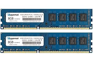 D DUOMEIQI PC3L-10600U 16GB Kit (2 x 8GB) DDR3 1333 10600 Arbeitsspeicher DDR3L Dimm 2Rx8 1.35V/1.5V CL9 Arbeitsspeicher für Desktop Computer