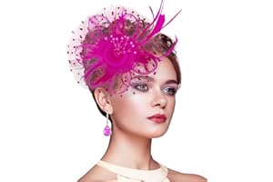 Silom Fascinators Hat for Women, Cocktail Tea Party Headwear Flower Mesh Feather Fascinator Girls Flower Hair Clip Fascinators Hat Bridal Headpiece Wedding Church Hats