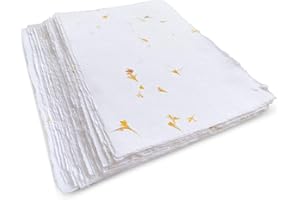 Wanderings Handmade White Paper Cards with Real Petals and Deckle Edge – 11 x 16 cm – Pack of 50 – Paper for Cards for Announcements, Invitations, Crafts – Thick 130 g/m²