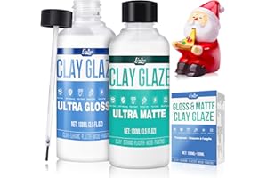 LIMINO Air Dry Clay Glaze - Upgraded Polymer Clay Glaze, 2 x 100ml Ultra Gloss and Matte Finish Varnish Pottery Glaze, Clay Sealant to Prevent Scratches, Wear, Cracking - Professional Clay Tools, Quick Dry