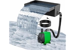 RATSTONE Fontaine pour Cascade Piscine Bassin,Ensemble De Bassin De Jardin en Cascade,3000 l/Heure Ensemble Cascade pour Bassin en Acier Inoxydable De 30 Cm,pour La Décoration De Jardins,Terrasses Et Bassins