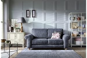 Abakus Direct 2 Seater Sofa - Elegant Ingrid Two Seater Sofas for Living Room with Soft Luxury Braided Chenille Fabric | Sophisticated Living Room Furniture in Luscious Dark Blue | 194Wx95Dx90H