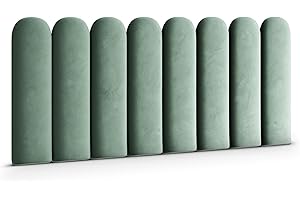 Muralo - Samt Wandkissen Stoff Polster-Paneel für Schlafzimmer Wohnzimmer Bett Wandpolster Bettkopfteil Lendekissen Modern Luxus Gepolstert Magic Velvet (Mint, 30 cm x 100 cm)