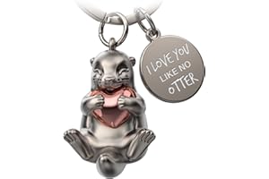 FABACH Otter Schlüsselanhänger Otty mit Herz - Glücksbringer Otter Geschenke Freundin - Partner Geschenke Liebe Schlüsselanhänger Paare Jahrestag - Gravur I love you like no otter
