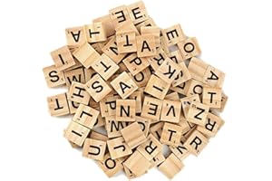 LATRAT 100 sztuk drewnianych liter do ramy ślubnej i sztuki ściennej, losowe litery